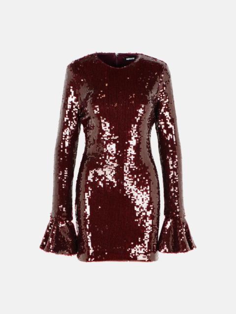 ROTATE 'ROSITANA' BURGUNDY POLYESTER DRESS