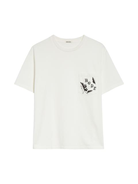 BODE Bode Beaded Leaf Pocket T-Shirt in Cream at Nordstrom