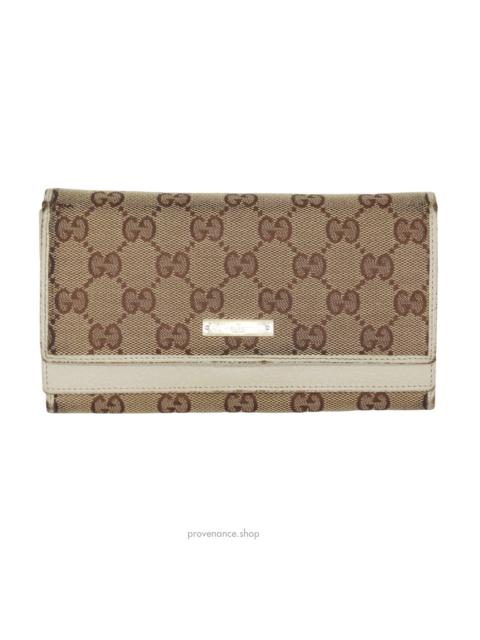 GUCCI Gucci GG Canvas Long Wallet - White