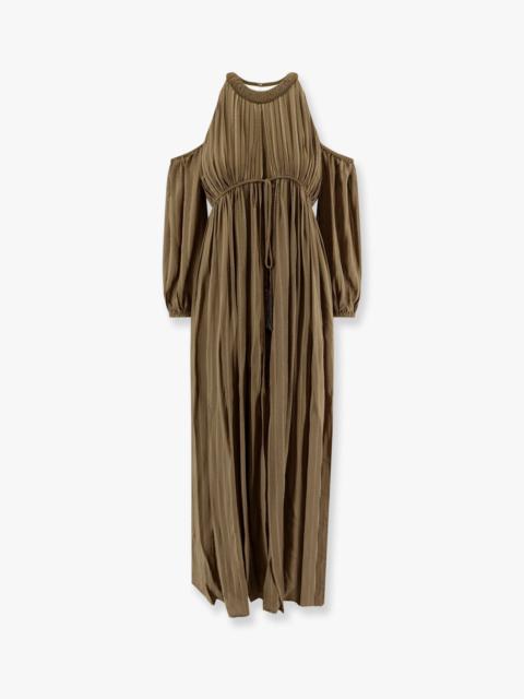 Pinko Allenatore Georgette Long Dress With Striped Motif