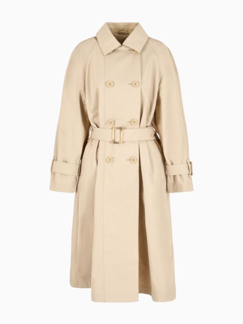 EMPORIO ARMANI Double-breasted trench coat with belt in water-repellent technical cotton