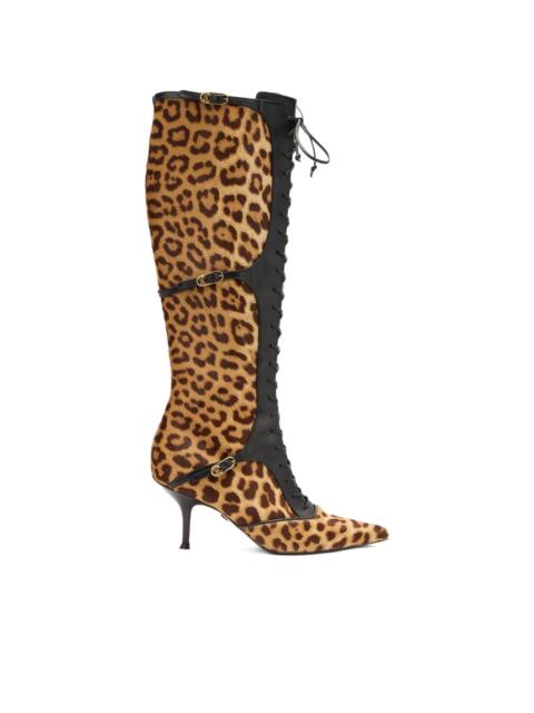 Roberto Cavalli leopard-print lace-up boots