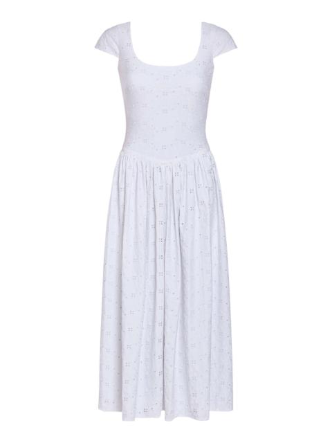 markarian Cora Jersey Eyelet Midi Dress white
