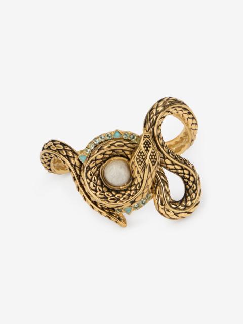 Roberto Cavalli Inlaid Brass Serpent Bracelet