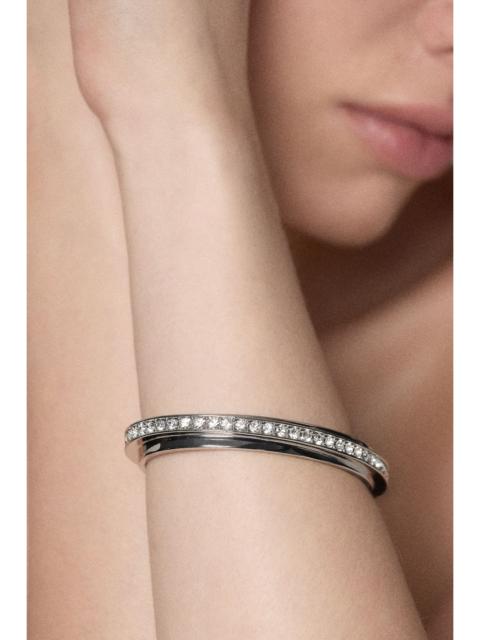 KAREN MILLEN Silver Tone Crystal Diagonal Cuff