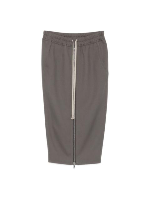zip-front drawstring midi skirt