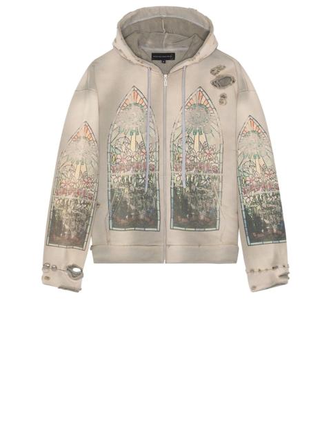 WHO DECIDES WAR Faded Zip Up Hooded Jacket