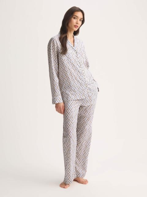 Derek Rose Women's Pajamas Cotton Batiste Neutral White Diamond Print