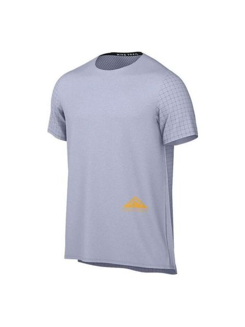 Nike Men's Nike Solid Color Plaid Round Neck Pullover Breathable Short Sleeve Blue T-Shirt DN4483-057
