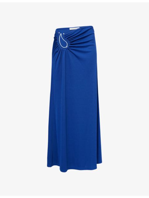 CHRISTOPHER ESBER Paisley Ruched Jersey Maxi Skirt