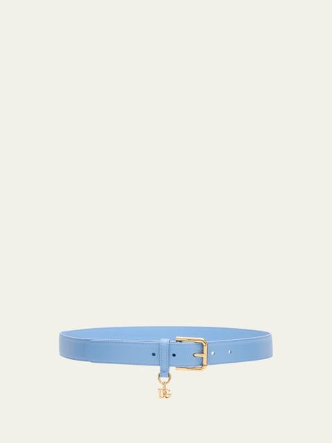 Dolce & Gabbana DG Charm Smooth Leather & Brass Belt