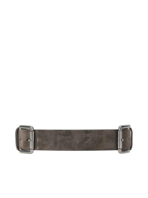 Max Mara Max Mara Double Buckle Suede Leather Belt Grey
