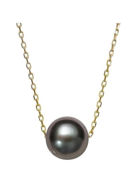 Other Designers Belacqua AAA Freshwater Cultured 8.0-9.0mm Black Pearl 18" InchesPendant Necklace in 14K Yellow Gold