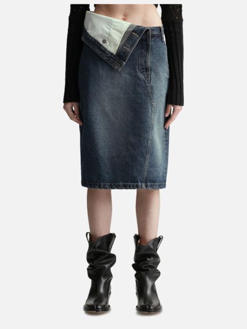 lesugiatelier FOLDED-WAIST DENIM MIDI SKIRT