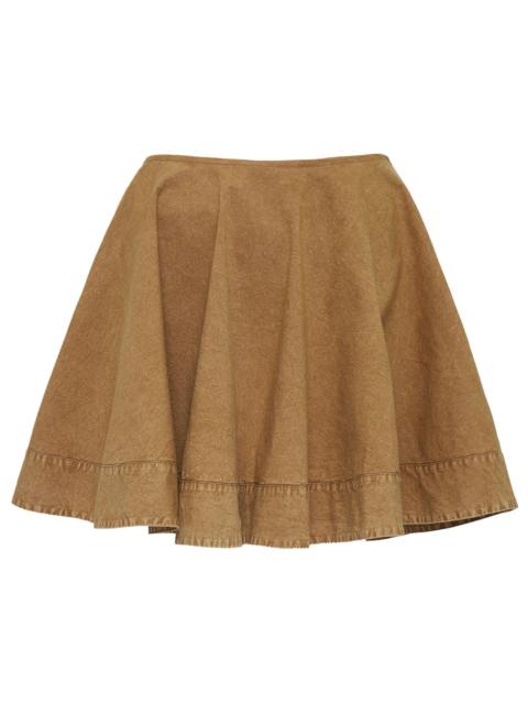 GANNI Washed Stretch Cotton Mini Circle Skirt