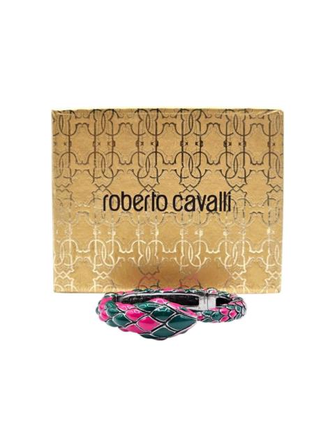 Roberto Cavalli Women’s Pink Green Enamel Snake Bracelet Bangle - New
