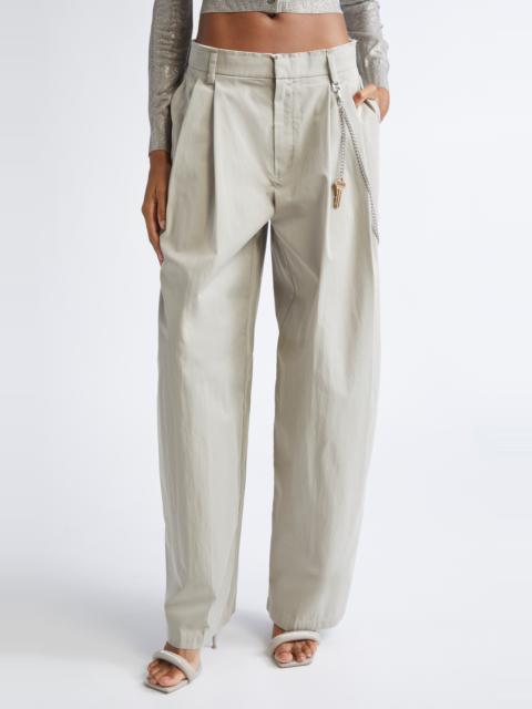 Alexander Wang Alexander Wang Pleated Balloon Leg Trousers with Detachable Chain Detail in Stone at Nordstrom