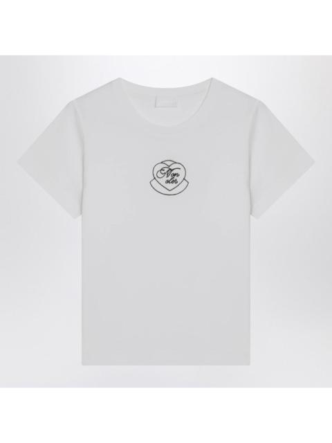 Moncler Moncler White Cotton T-Shirt With Embroidered Heart Women
