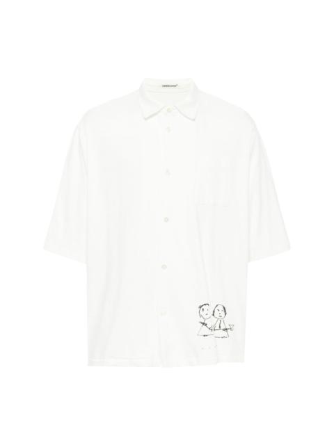 cartoon-print cotton-poplin shirt