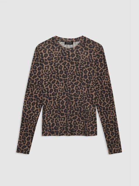 ANINE BING Sylvie Long Sleeve Tee - Black And Brown Leopard