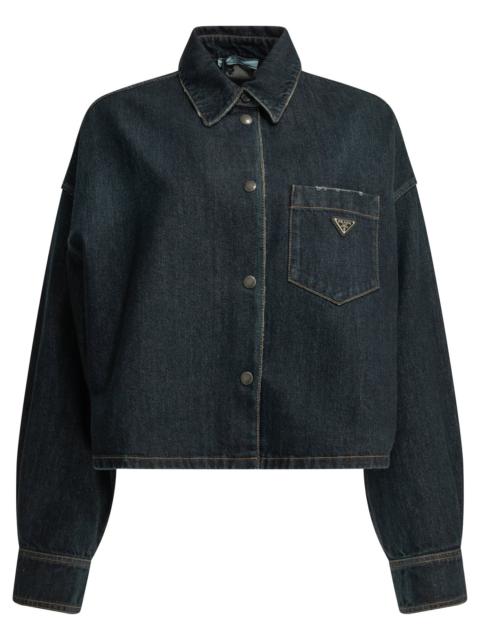 Prada Prada Denim Jacket With Logo Blue Women