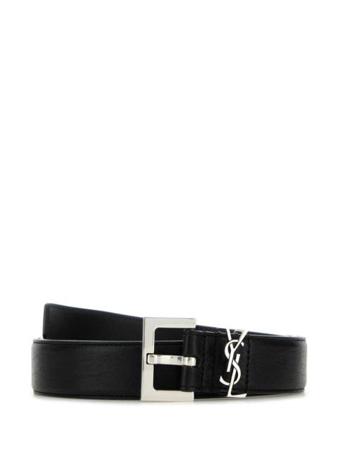 SAINT LAURENT Saint Laurent Men Black Leather Belt