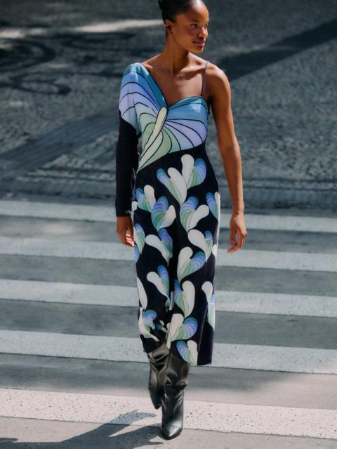 FARM RIO Black Lovely Anthurium One-Shoulder Maxi Dress