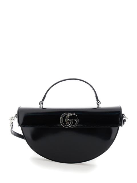 GUCCI Gucci Women Black Half Moon Shaped Handbag With Double G Logo Plaque On The Front And Removable Shou