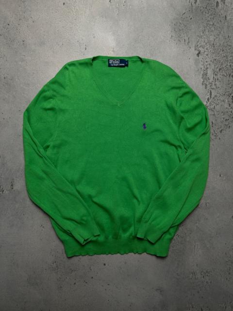 Polo Ralph Lauren Polo Ralph Lauren Green V-Neck y2k Sweater Purple Pony 90s