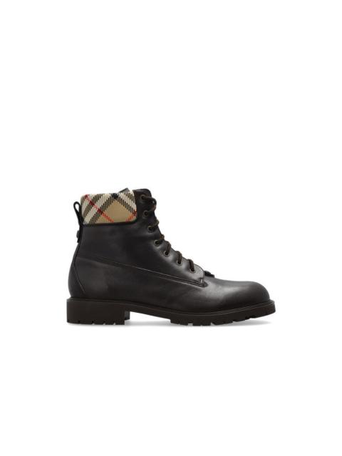 Burberry BURBERRY Peat Brown Durham Leather Ankle Boots New & Authent