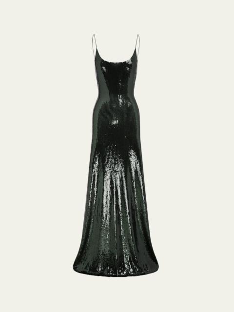 Singlet Backless Mesh Sequined Gown