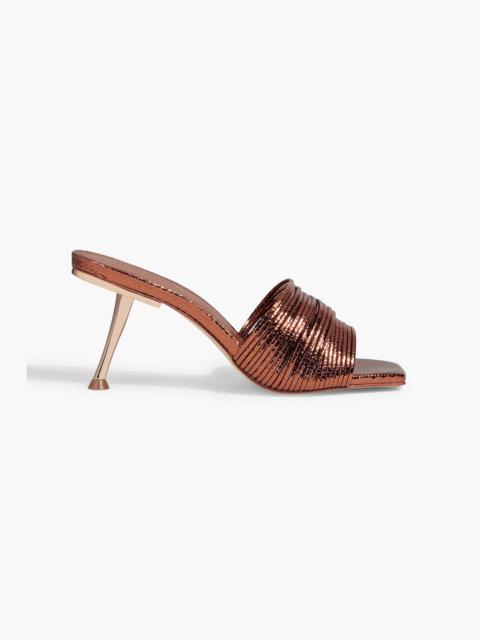 Cult Gaia Giana metallic lizard-effect leather mules