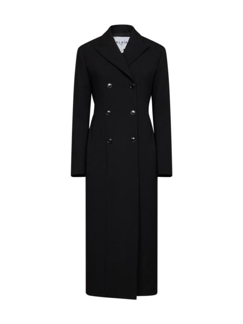 Alaïa Alaïa Women Black Wool Crêpe Double-Breasted Tailored Coat