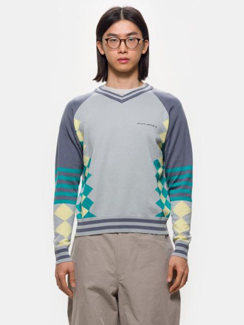 Asics Laricoid Knit Jumper in Blue Haze/Lemon