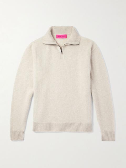 The Elder Statesman Cashmere Half-Zip Sweater White