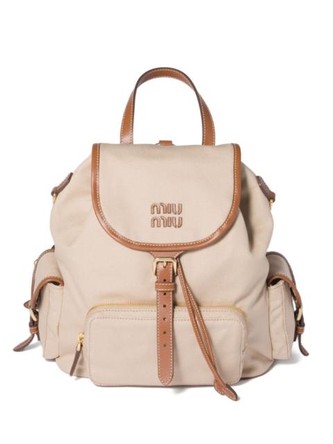 Miu Miu Miu Miu Women Canvas And Leather Large Backpack
