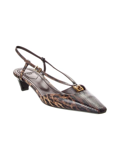 FENDI FENDI FFold Snakeskin Slingback Pump
