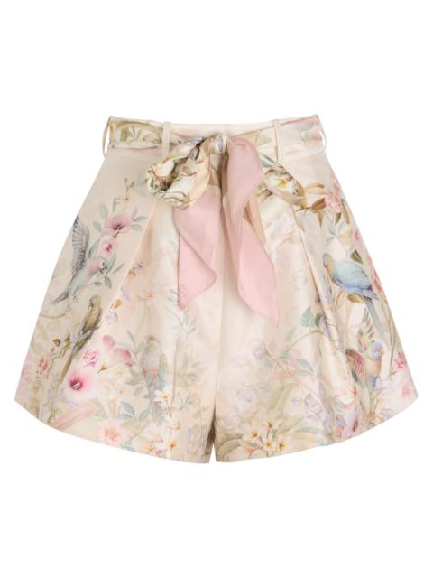 Zimmermann Zimmermann Rebellion Tuck Floral-print Silk-blend Shorts