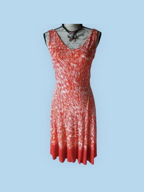 Other Designers Athleta Reef Printed Jersey Fit Flare Dress Sleeveless Orange White Sz XS