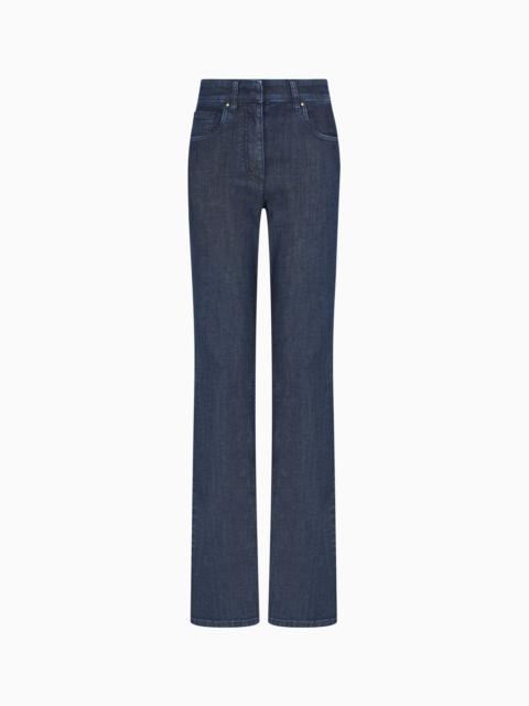 GIORGIO ARMANI DENIM COLLECTION FIVE-POCKET FLARED TROUSERS IN STRETCH DENIM
