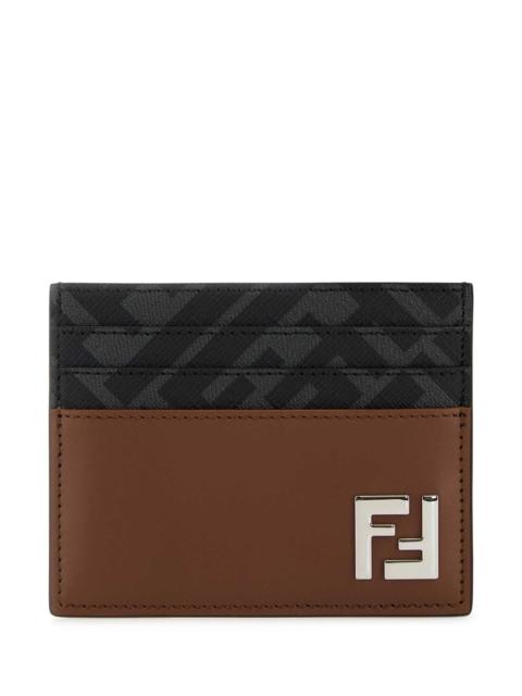 FENDI Fendi Men Multicolor Leather And Canvas Cardholder