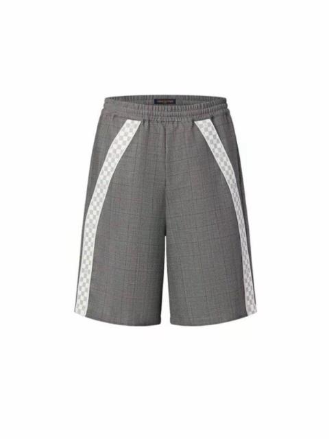 Louis Vuitton Louis Vuitton Grey Damier-Pattern Leather-Panel Shorts