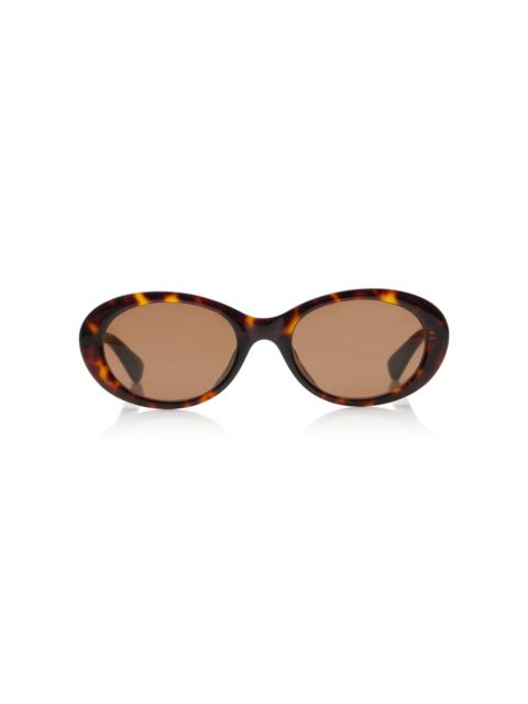 Bottega Veneta Black Oval-Frame Bio Injected Sunglasses brown