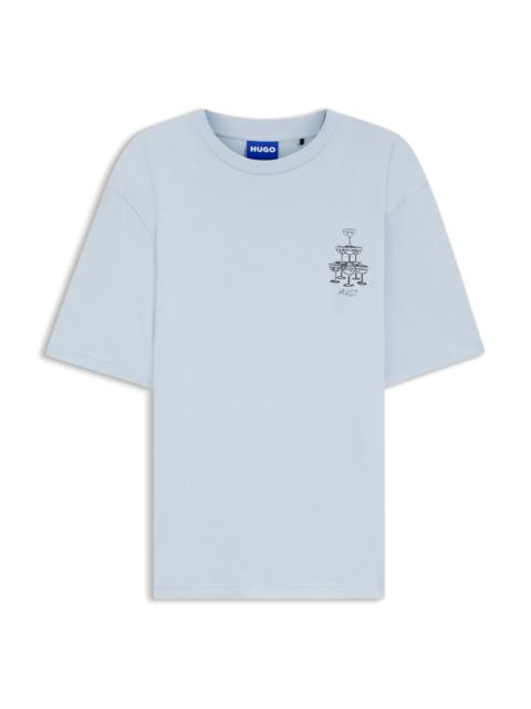 HUGO COTTON-JERSEY T-SHIRT WITH PRINTED ARTWORK