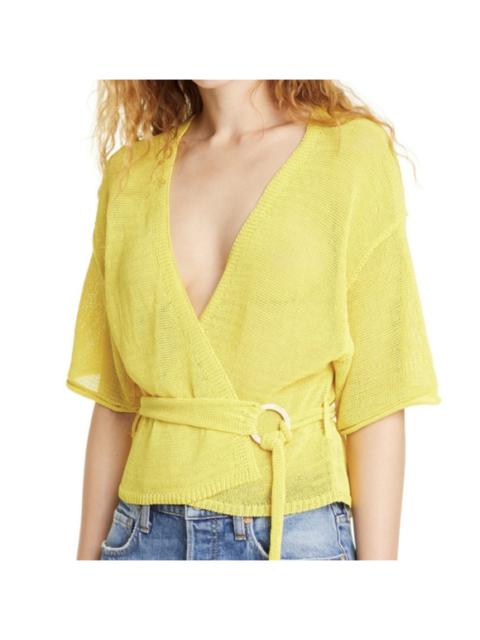 Other Designers NWT Free People Hello Yellow Belted Knit Cardigan XS Women's