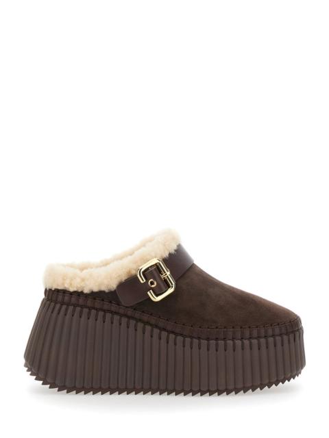 Chloé Chloé Women Brown Mule With Fur Lining And Leather Sole