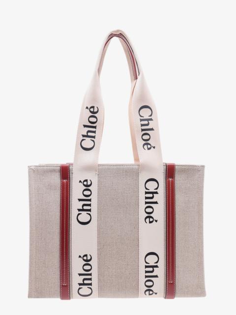 CHLOE' - Chloe' Linen Shoulder Bag With Logo Print.This Bag Is Made With Lower Environmental Impact Material