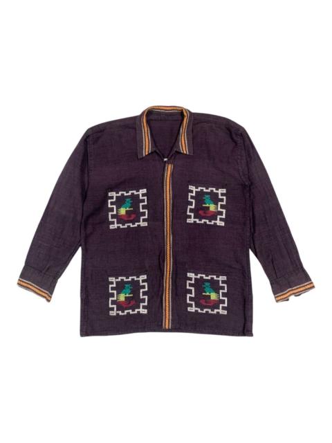 Other Designers Vintage - Vtg Guatemalan Quetzal Bird Aztec Handwoven Shirt Jacket