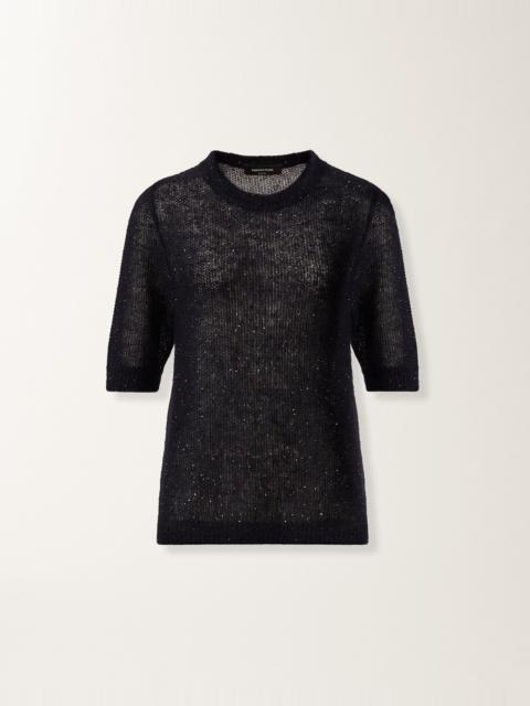FABIANA FILIPPI Midnight blue mohair sweater with sequins