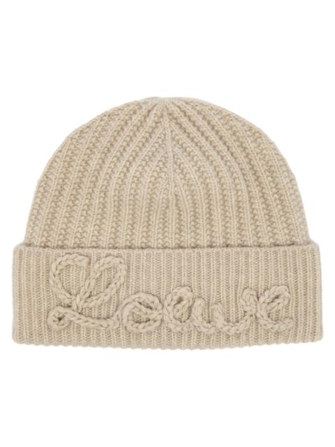 Loewe Logo-appliqué Ribbed Wool Beanie